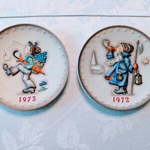 VTG Lot of 2 Hummel Annual Plates 1972 1973 Germany Hand Painted 2nd & 3rd Ed